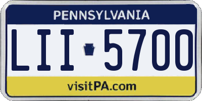 PA license plate LII5700