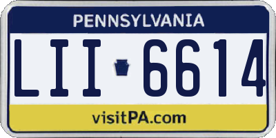 PA license plate LII6614