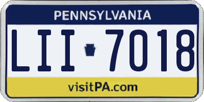 PA license plate LII7018