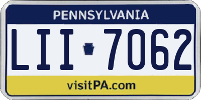 PA license plate LII7062