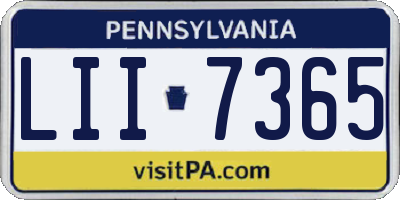 PA license plate LII7365