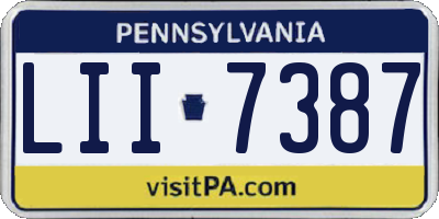 PA license plate LII7387