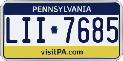 PA license plate LII7685