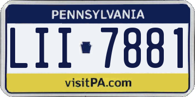 PA license plate LII7881