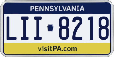 PA license plate LII8218