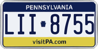 PA license plate LII8755