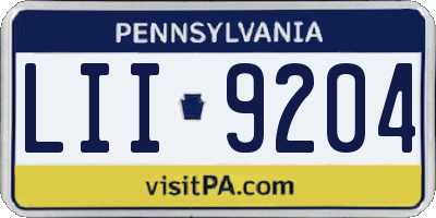 PA license plate LII9204