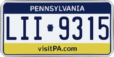 PA license plate LII9315