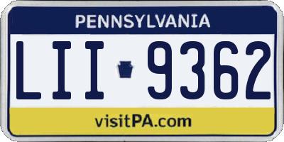 PA license plate LII9362