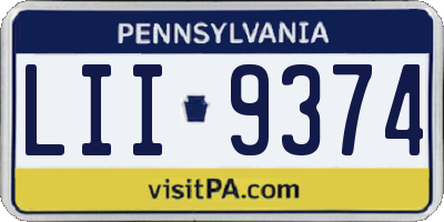 PA license plate LII9374