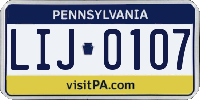 PA license plate LIJ0107