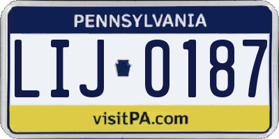 PA license plate LIJ0187