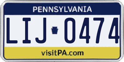 PA license plate LIJ0474