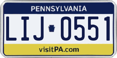 PA license plate LIJ0551