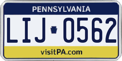 PA license plate LIJ0562