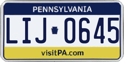 PA license plate LIJ0645