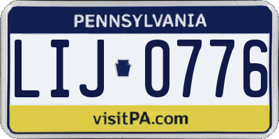 PA license plate LIJ0776