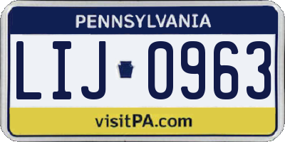 PA license plate LIJ0963