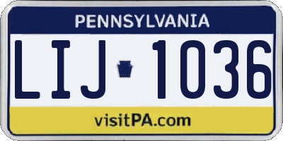 PA license plate LIJ1036