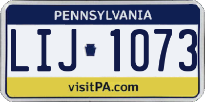 PA license plate LIJ1073