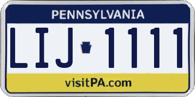 PA license plate LIJ1111