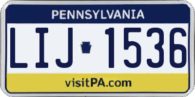 PA license plate LIJ1536