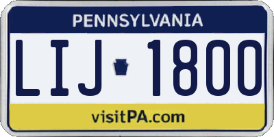 PA license plate LIJ1800