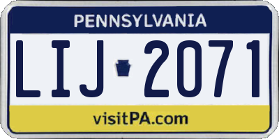 PA license plate LIJ2071