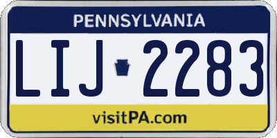PA license plate LIJ2283
