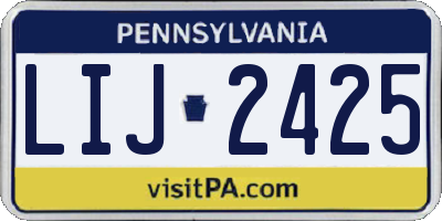 PA license plate LIJ2425
