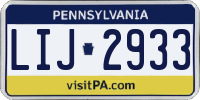PA license plate LIJ2933