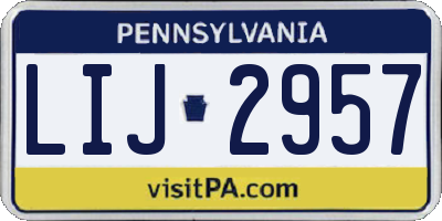 PA license plate LIJ2957