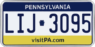 PA license plate LIJ3095