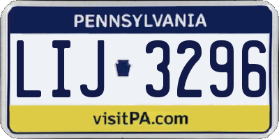 PA license plate LIJ3296
