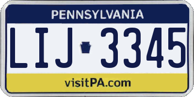 PA license plate LIJ3345