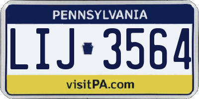 PA license plate LIJ3564