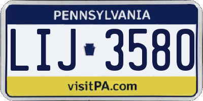 PA license plate LIJ3580