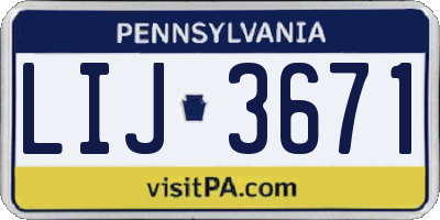PA license plate LIJ3671