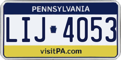 PA license plate LIJ4053