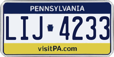 PA license plate LIJ4233