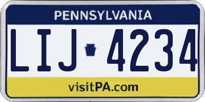 PA license plate LIJ4234