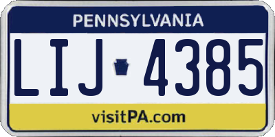 PA license plate LIJ4385