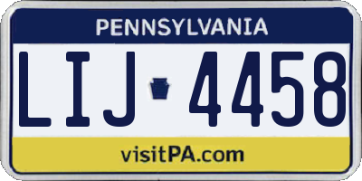 PA license plate LIJ4458
