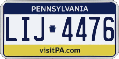 PA license plate LIJ4476