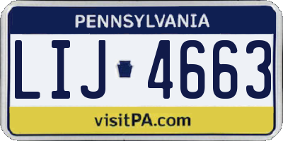 PA license plate LIJ4663