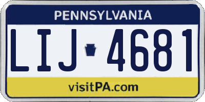 PA license plate LIJ4681