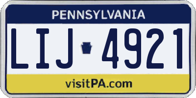 PA license plate LIJ4921