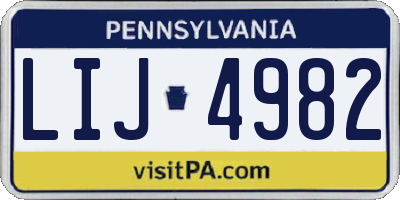 PA license plate LIJ4982
