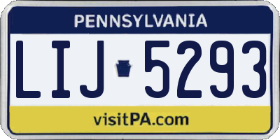 PA license plate LIJ5293