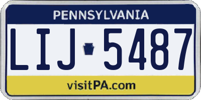 PA license plate LIJ5487